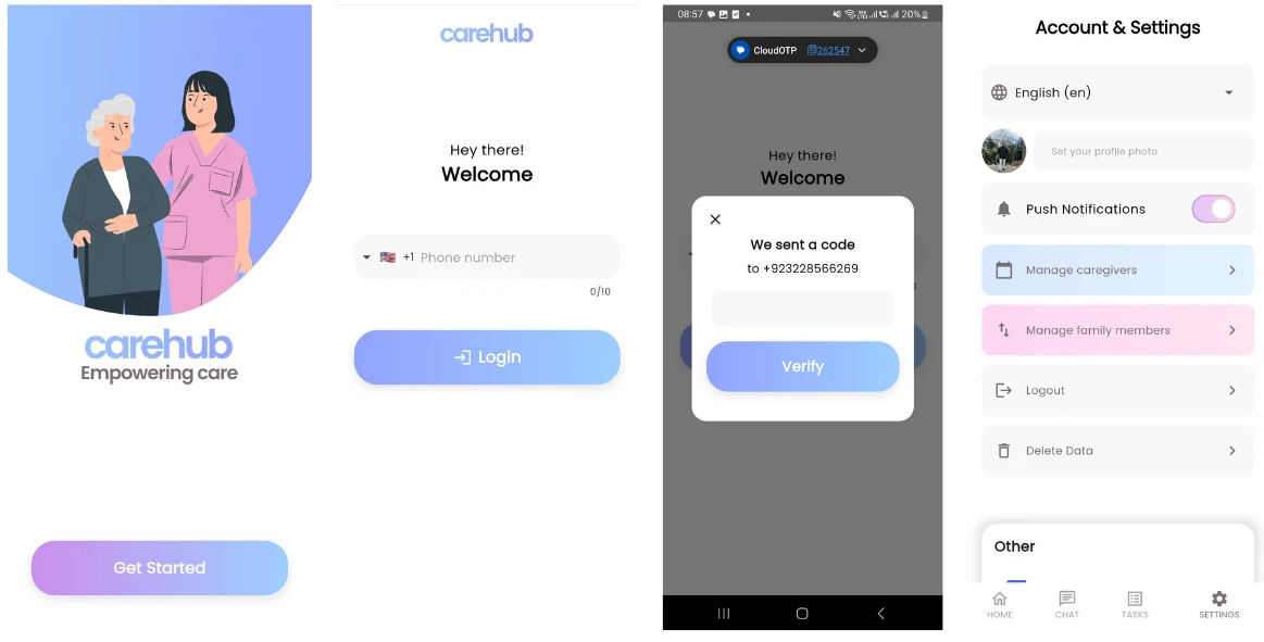 CareHub caregiver communication app with auto translation developed by Orbilon Technologies